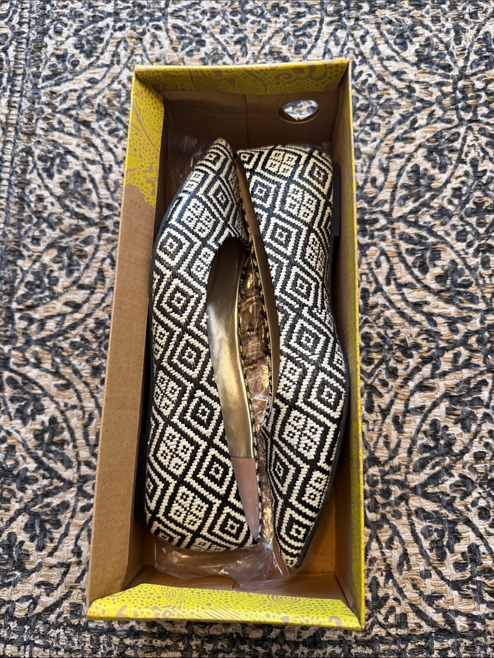 Mix No. 6 Black & White Geometric Slip-On Flats